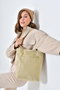 Zoozie Bags Bolso Tote de Gabardina Beige